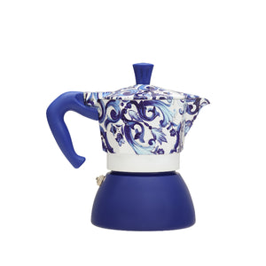 Bialetti Dolce&Gabanna Moka Induction 4 Cup Coffee Maker, Mediterranean Blue