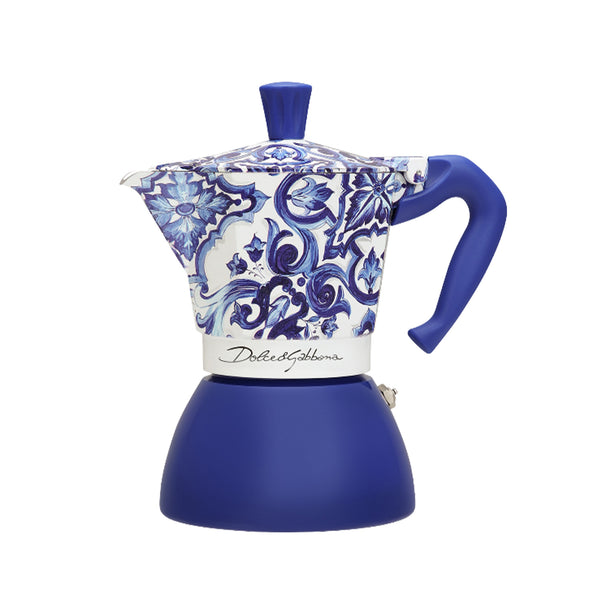 Bialetti Dolce&Gabanna Moka Induction 6 Cup Coffee Maker, Mediterranean Blue