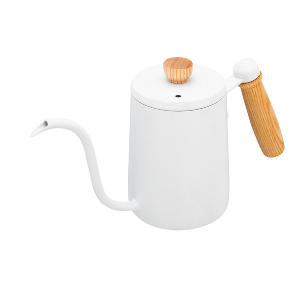 I.XXI Coffee Gooseneck Kettle 600ml with Walnut Handle, White