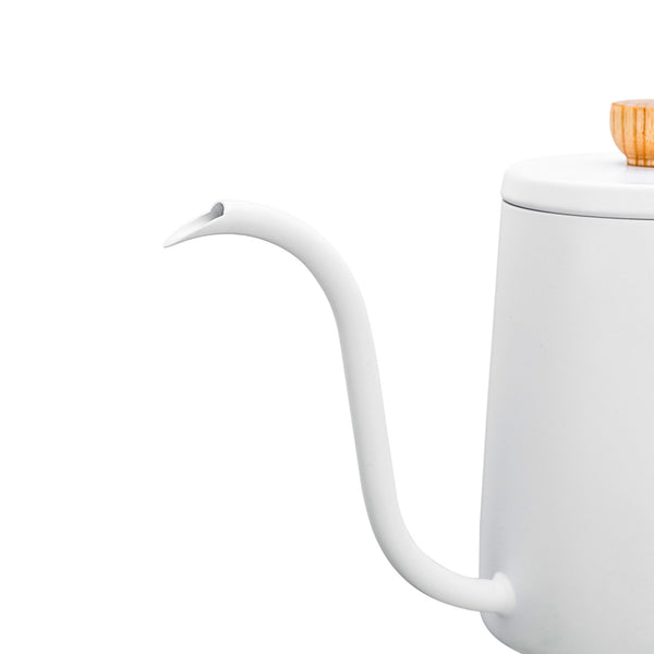 I.XXI Coffee Gooseneck Kettle 600ml with Walnut Handle, White