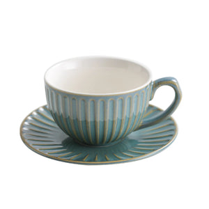 I.XXI Striped Coffee Mug with Saucer 300ml, Green