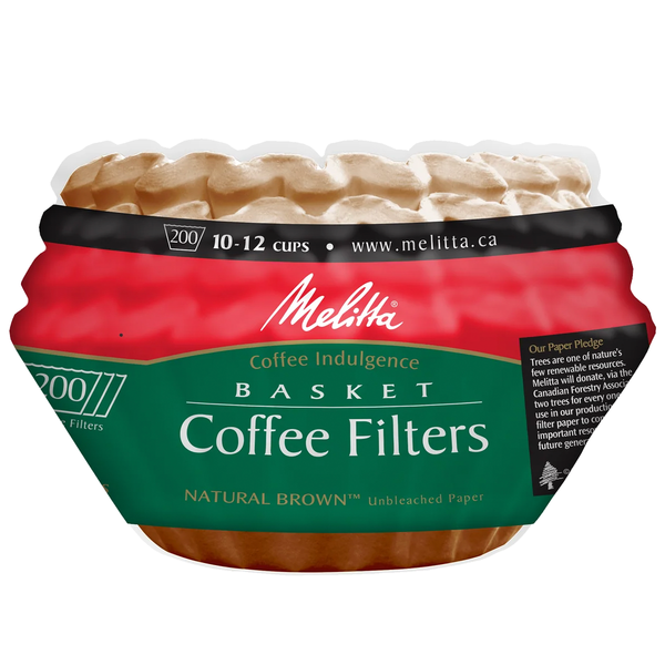 Melitta Natural Brown Basket Filter, 200 Pack